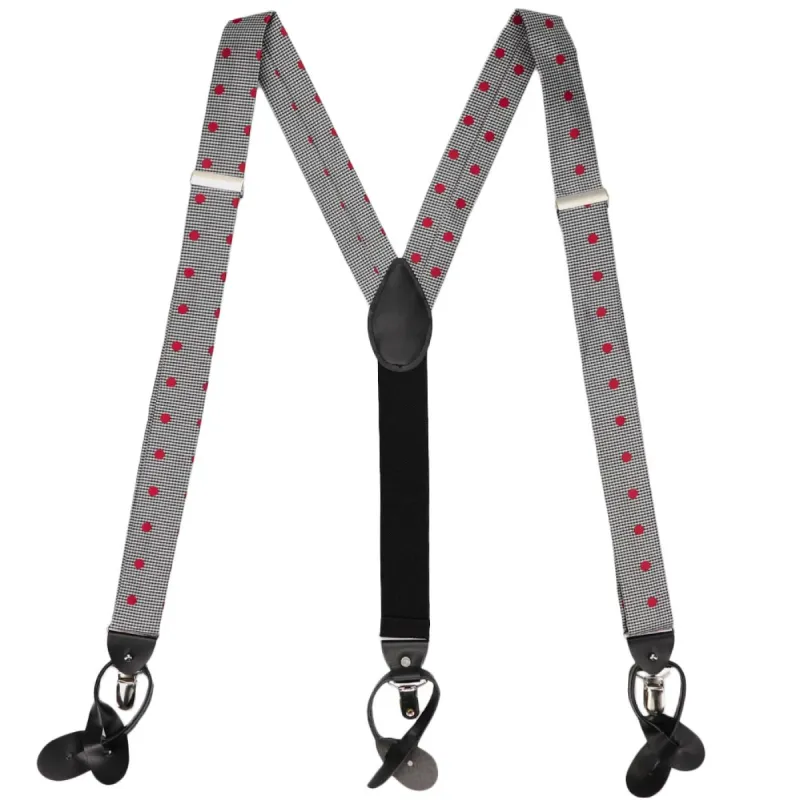 Red Bridwell Dotted Houndstooth Suspenders sold by TieMart