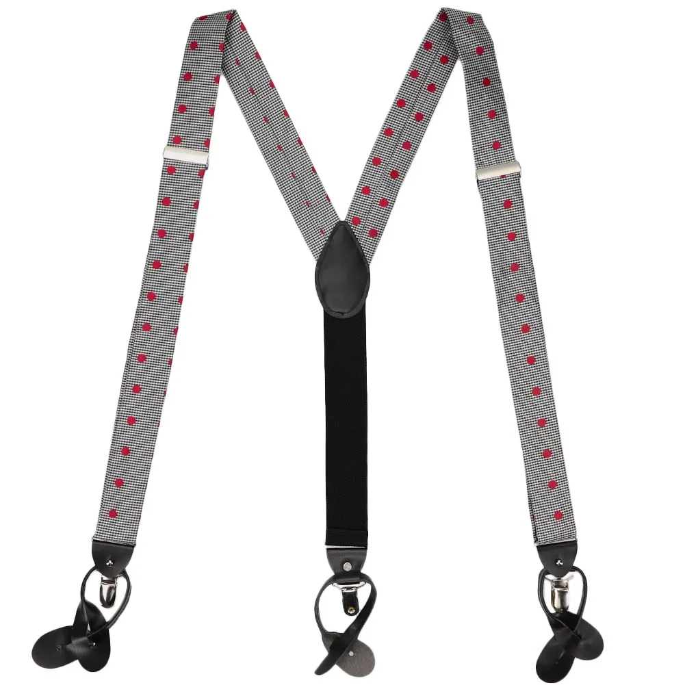 Red Bridwell Dotted Houndstooth Suspenders sold by TieMart