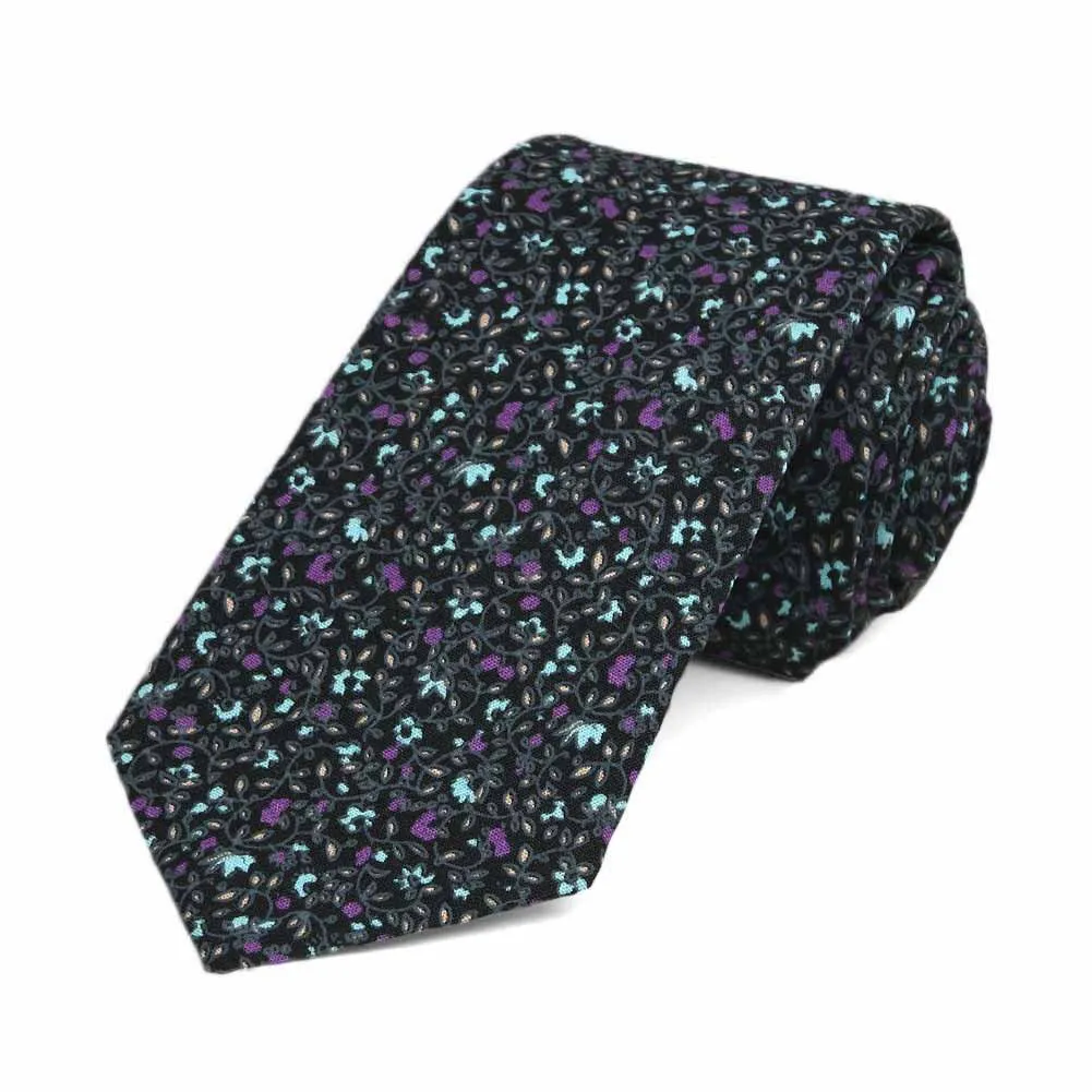 Atascadero Floral Cotton Slim Tie, 2.5" Width sold by TieMart