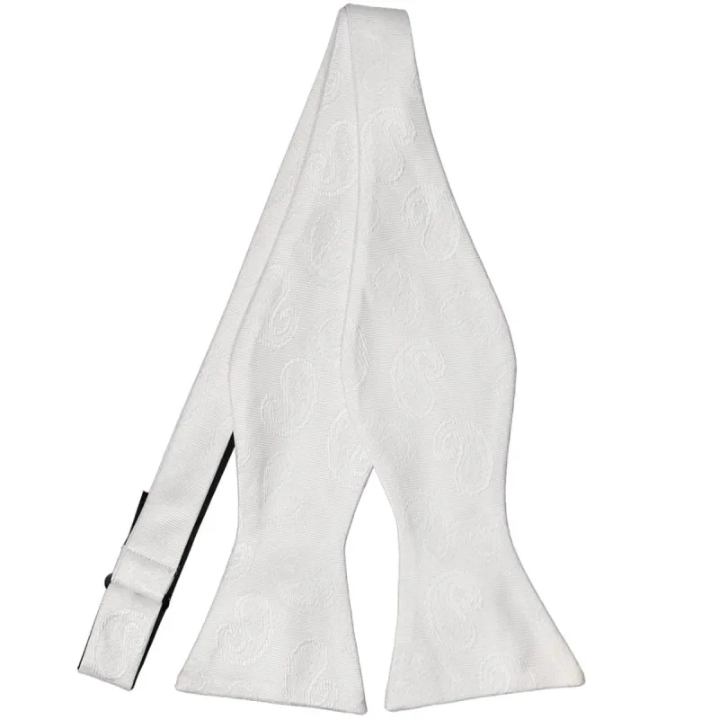 White Elias Paisley Self-Tie Bow Tie sold by TieMart