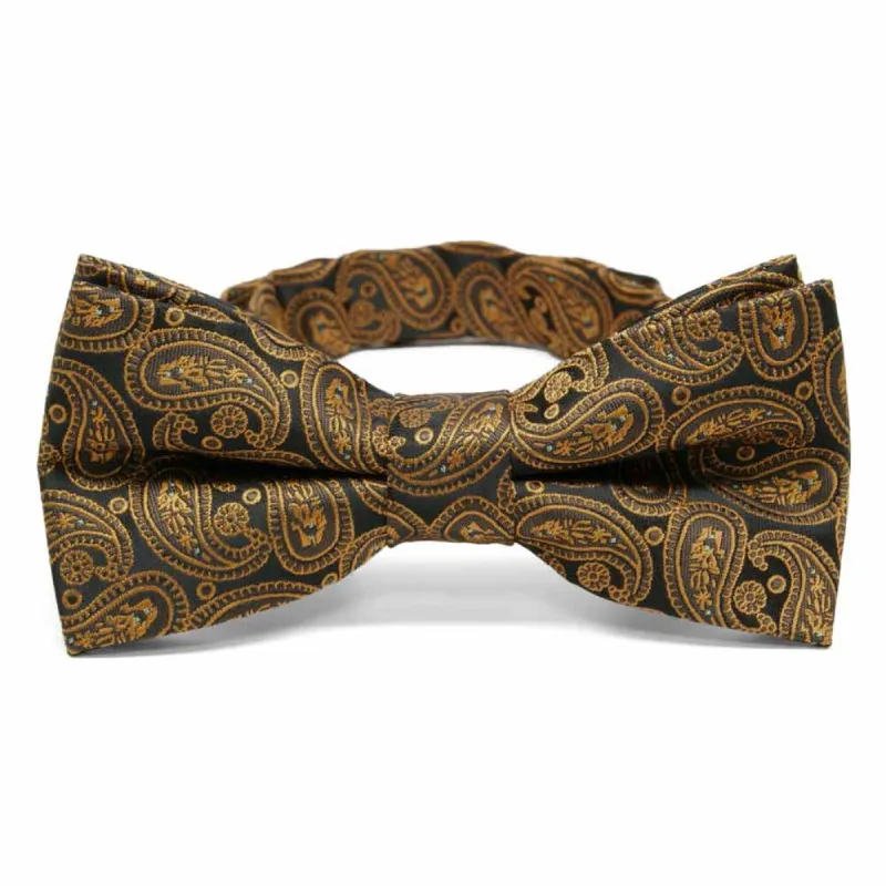 Cocoa Brown Darlene Paisley Band Collar Bow Tie sold by TieMart