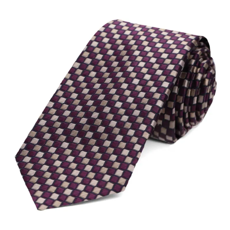 Eggplant Edmund Geometric Slim Necktie sold by TieMart