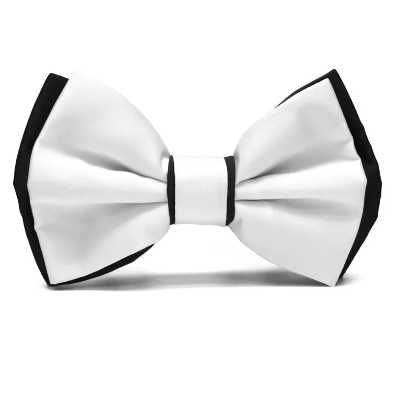 White and Black Dual Color Bow Tie sold by TieMart