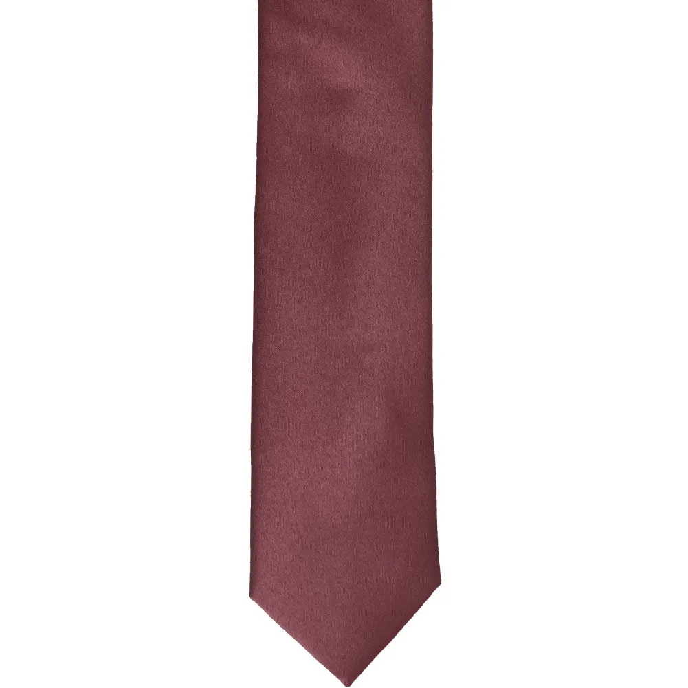 Merlot Skinny Solid Color Necktie, 2" Width sold by TieMart product image thumbnail 2