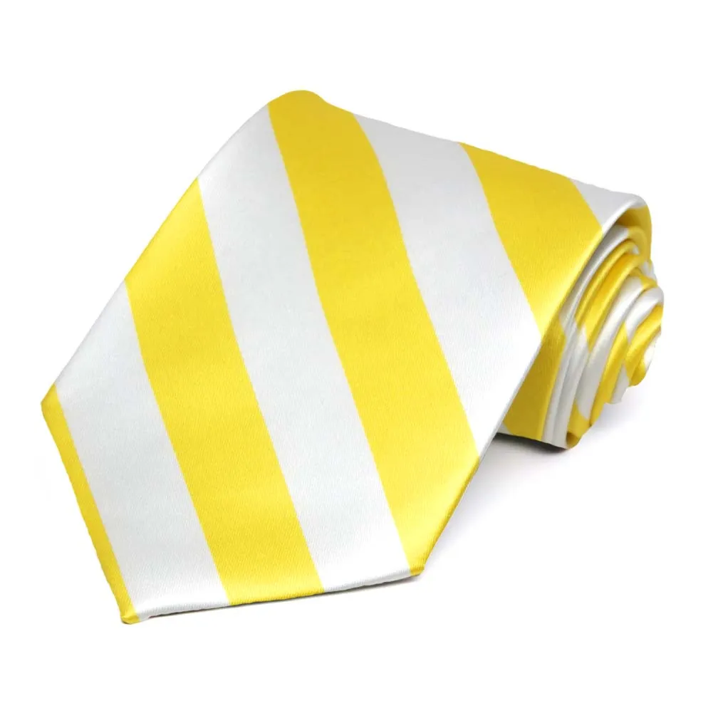 Yellow and White Striped Tie sold by TieMart
