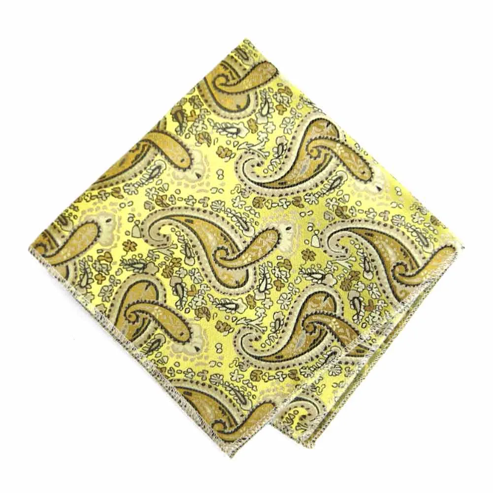 Daffodil Yellow Spencer Paisley Pocket Square sold by TieMart