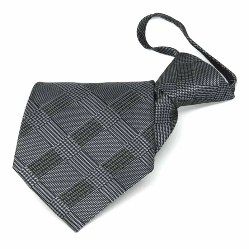 Black Michael Glen Plaid Zipper Tie sold by TieMart