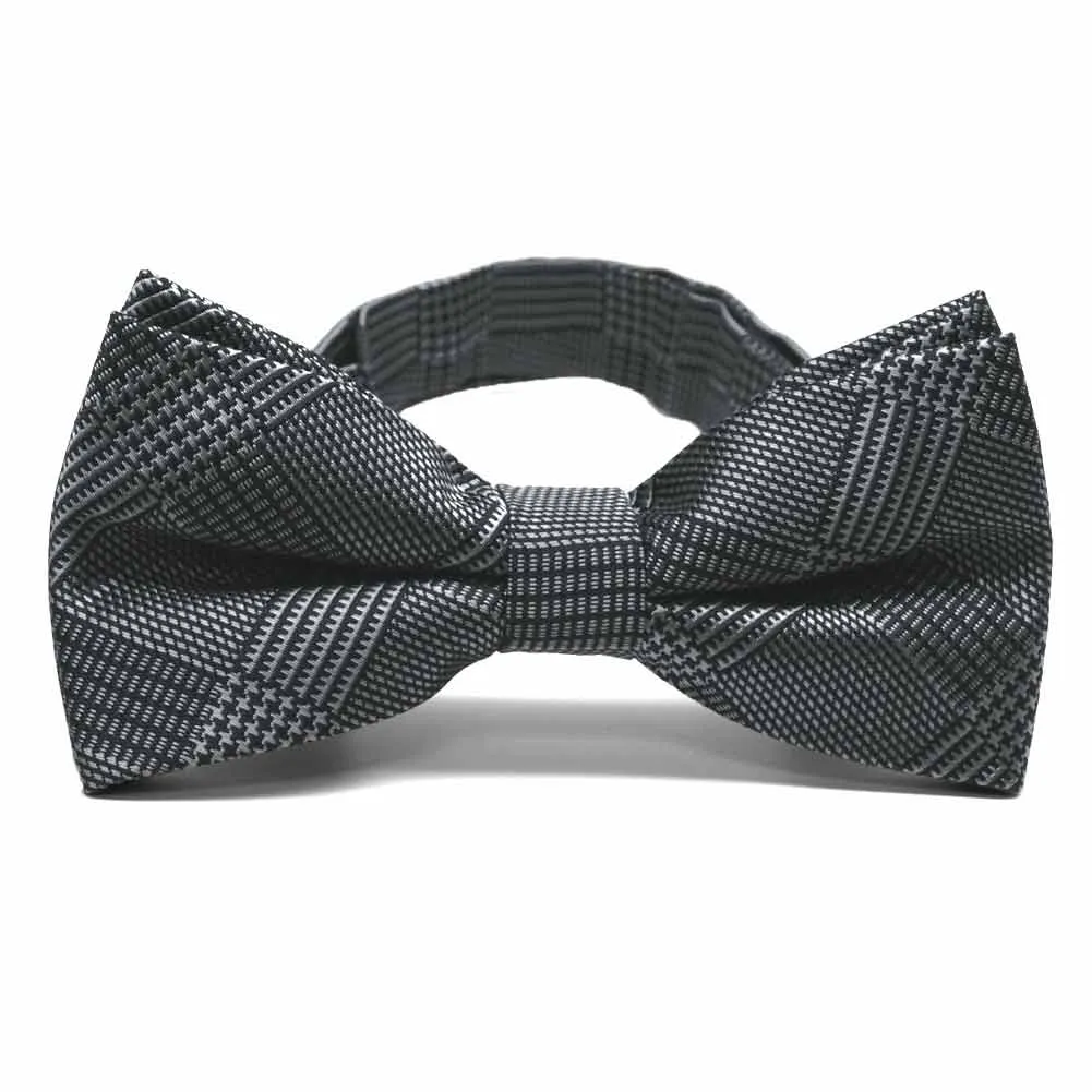 Black Michael Glen Plaid Band Collar Bow Tie sold by TieMart