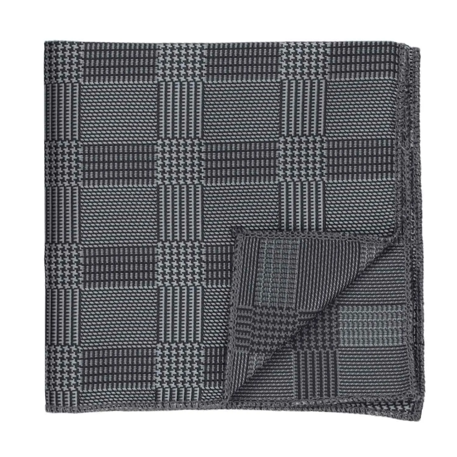 Black Michael Glen Plaid Pocket Square sold by TieMart product image thumbnail 2