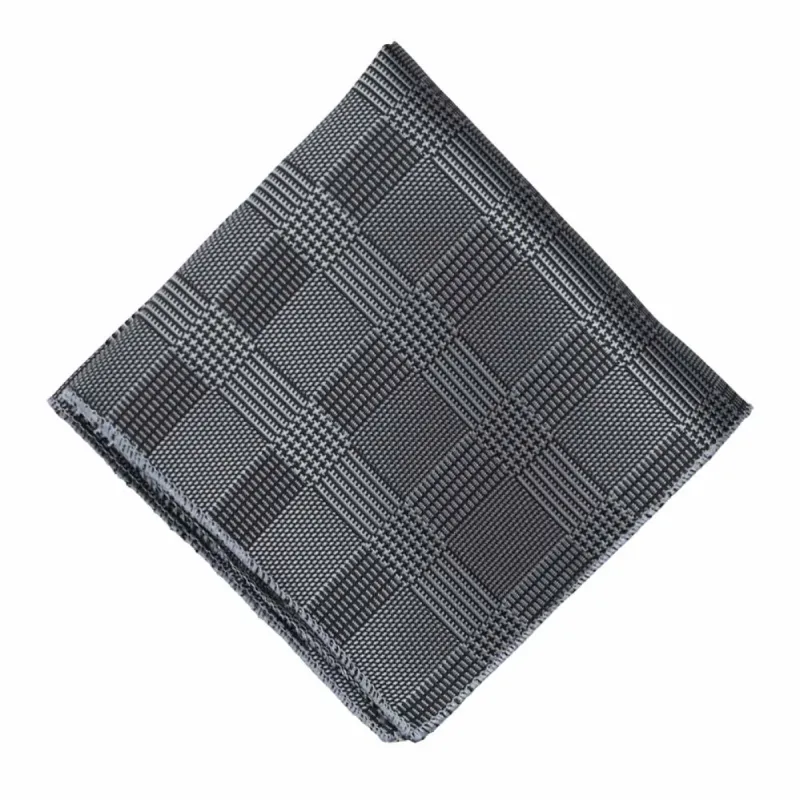 Black Michael Glen Plaid Pocket Square sold by TieMart