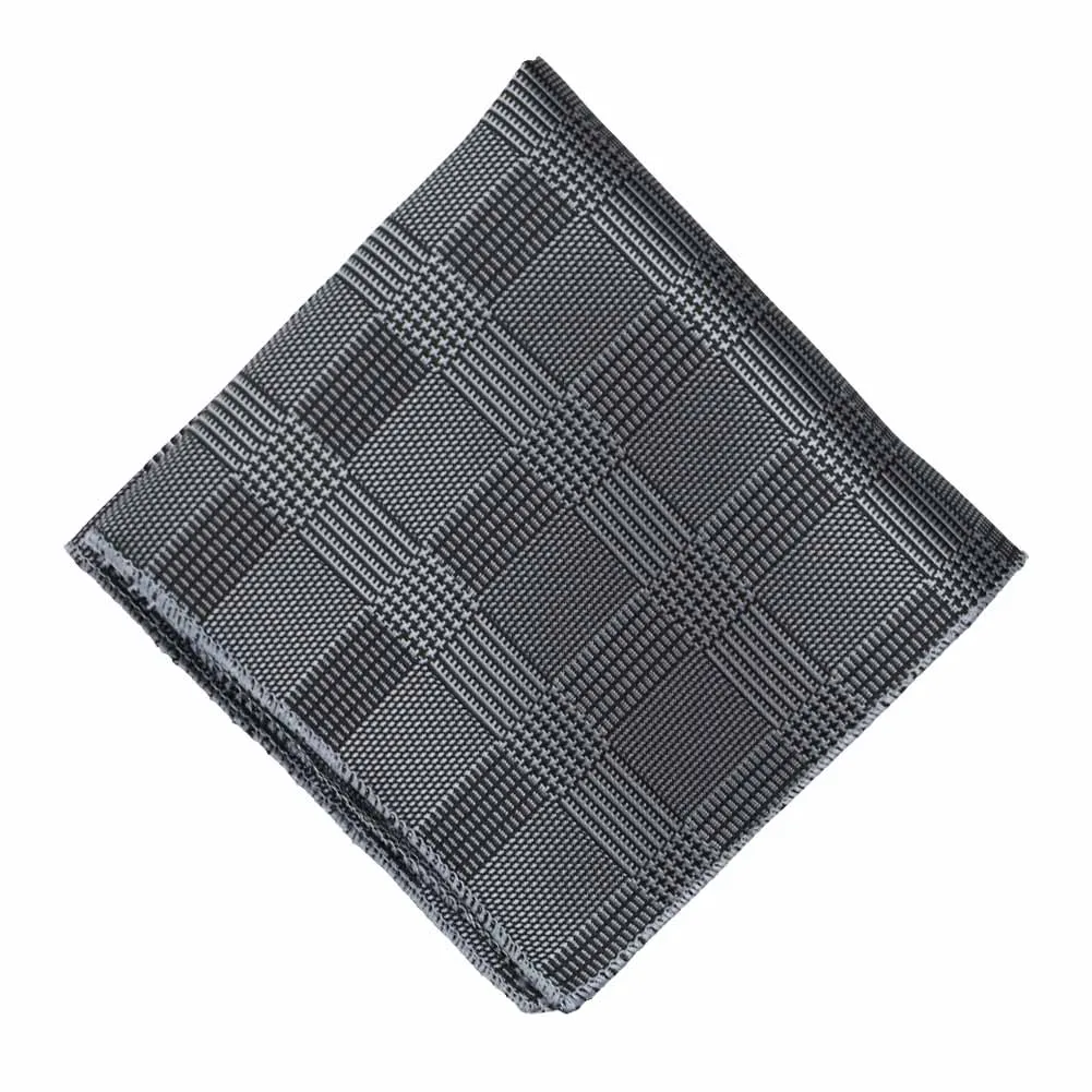 Black Michael Glen Plaid Pocket Square sold by TieMart