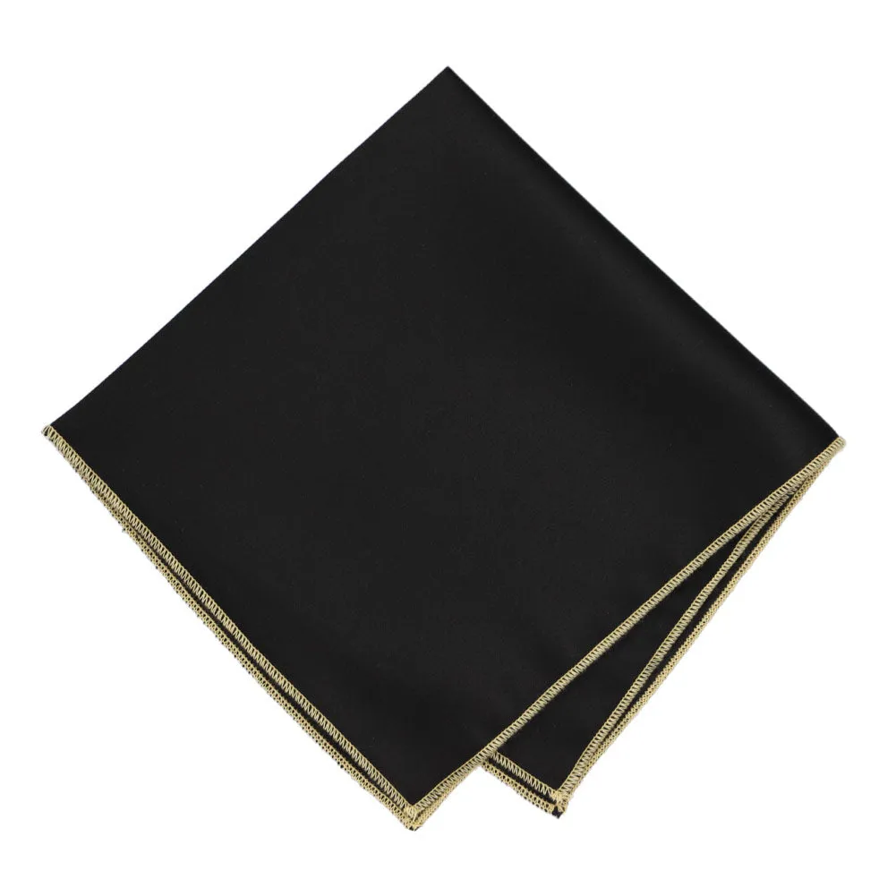 Light Gold Tipped Black Pocket Square sold by TieMart