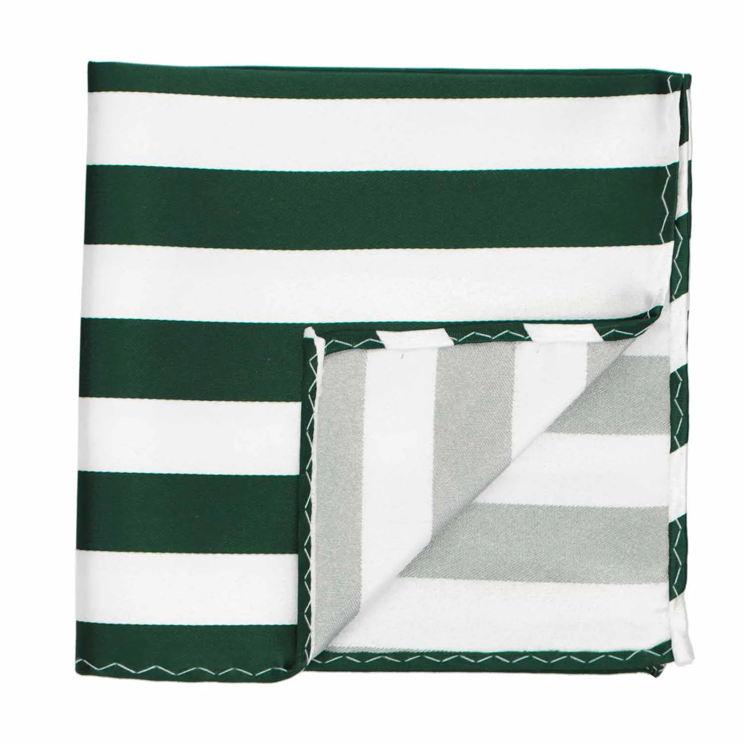 Hunter Green and White Striped Pocket Square sold by TieMart product image thumbnail 2