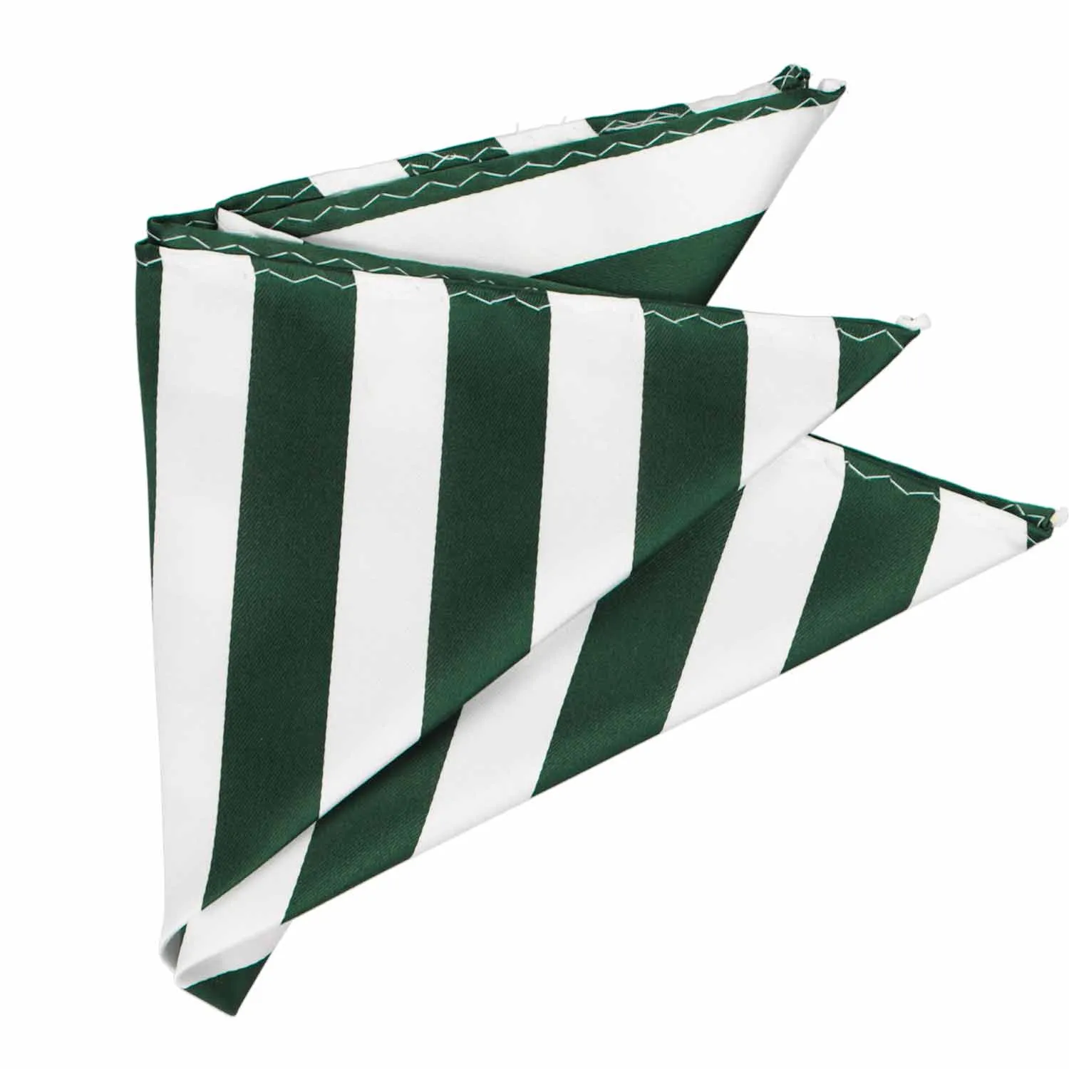 Hunter Green and White Striped Pocket Square sold by TieMart product image thumbnail 3