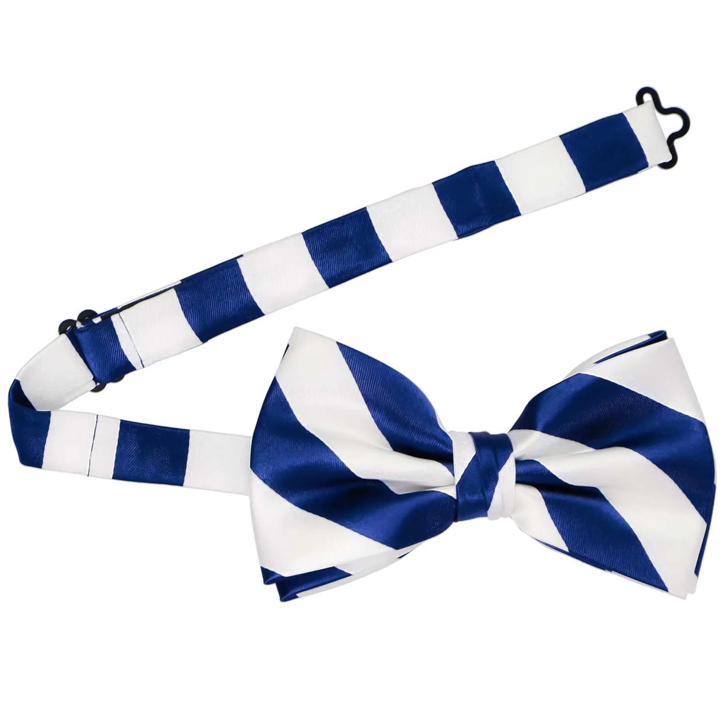 Royal Blue and White Striped Bow Tie sold by TieMart product image thumbnail 3