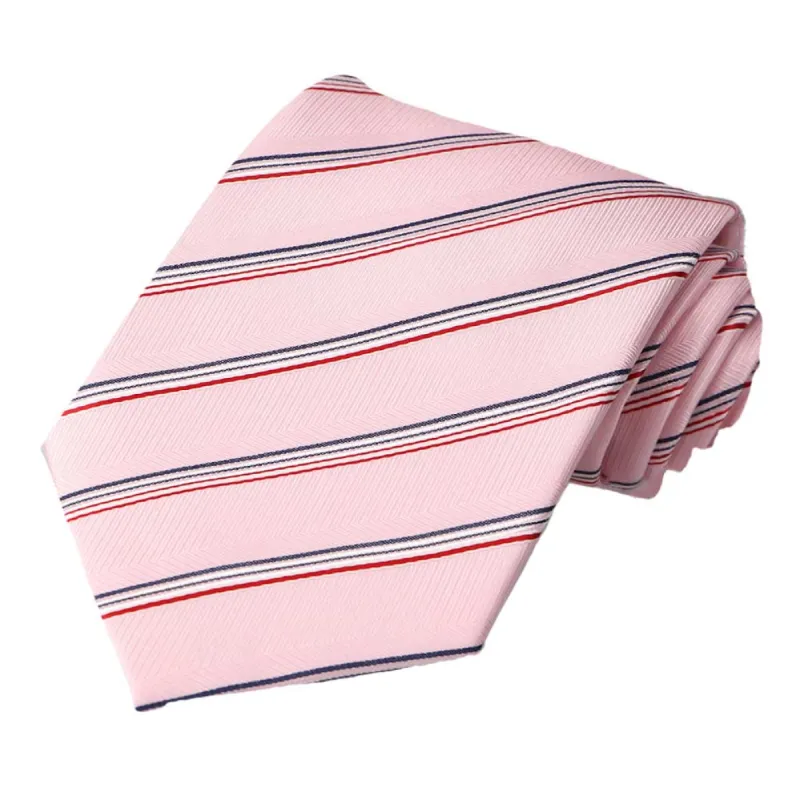 Carnation Pink Hayward Striped Necktie sold by TieMart