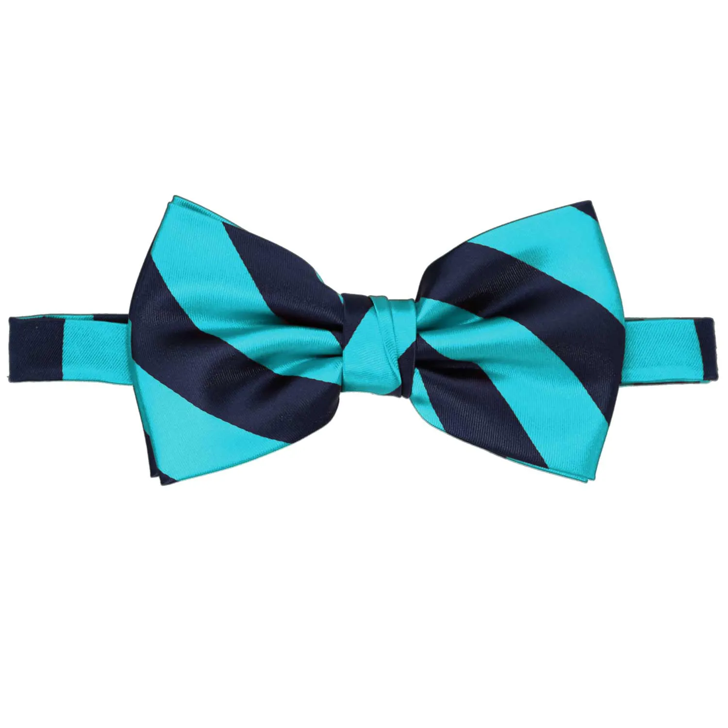 Turquoise and Navy Blue Striped Bow Tie sold by TieMart product image thumbnail 2