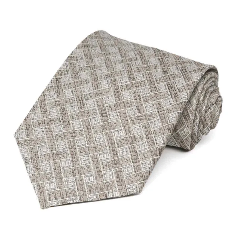 Beige Regiment Weave Cotton/Silk Necktie sold by TieMart