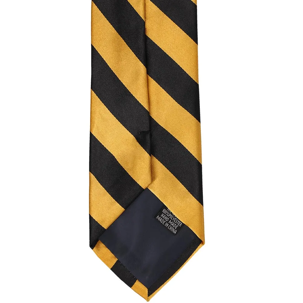 Black and Gold Bar Extra Long Striped Tie sold by TieMart product image thumbnail 4