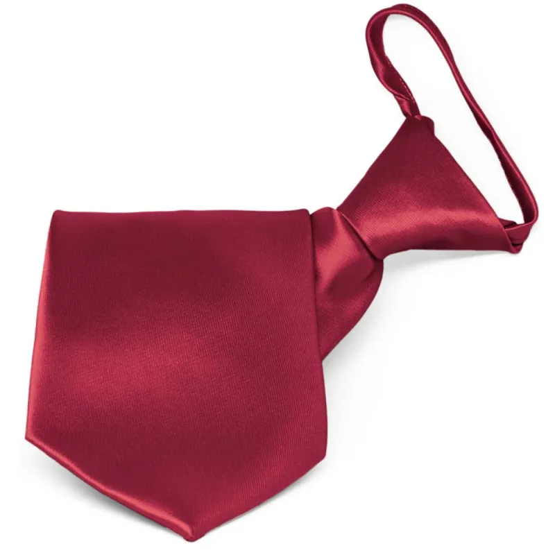 Crimson Red Solid Color Zipper Tie sold by TieMart