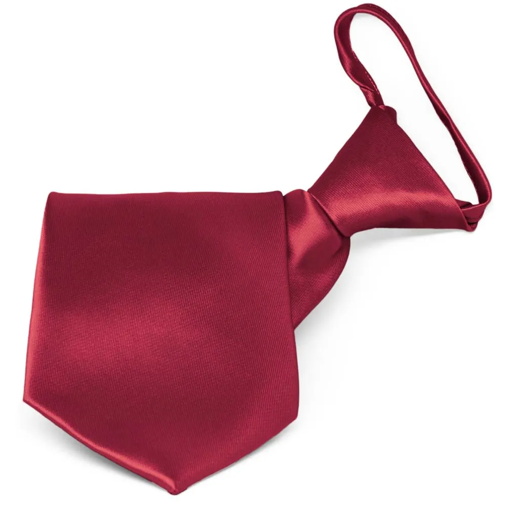 Crimson Red Solid Color Zipper Tie sold by TieMart