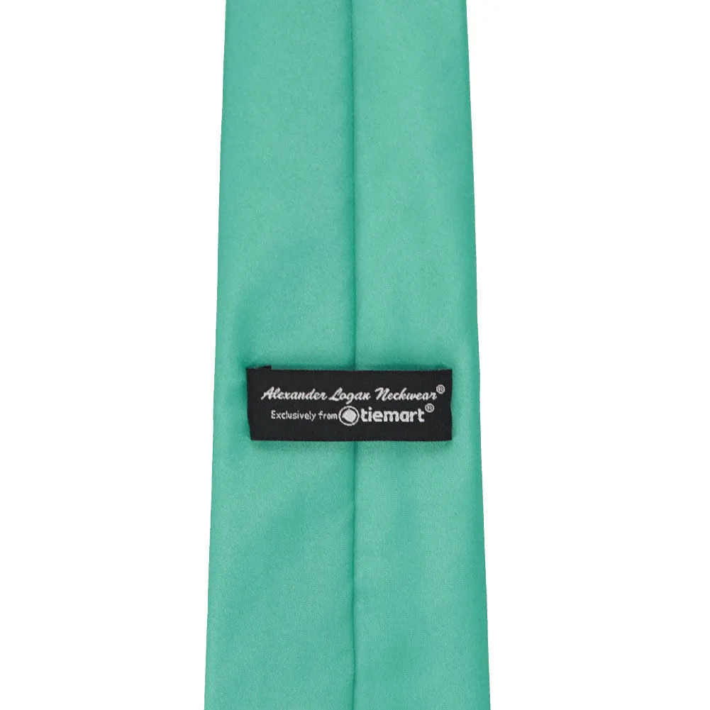 Aquamarine Solid Color Necktie sold by TieMart product image thumbnail 3