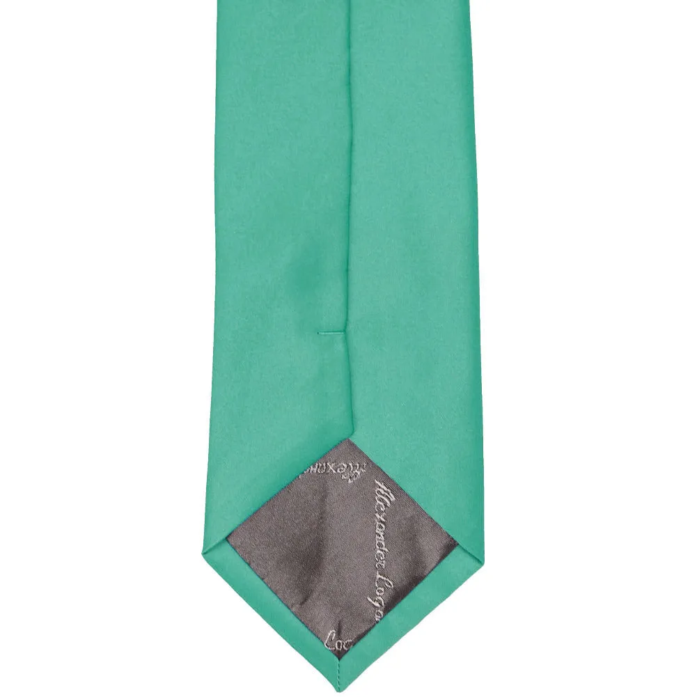 Aquamarine Solid Color Necktie sold by TieMart product image thumbnail 4