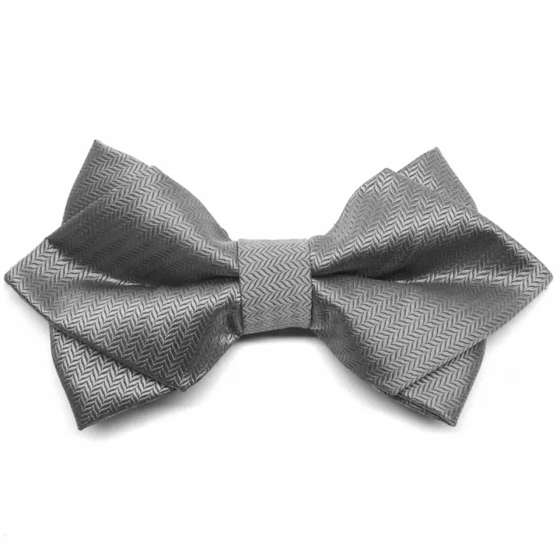Mercury Silver Herringbone Diamond Tip Bow Tie sold by TieMart