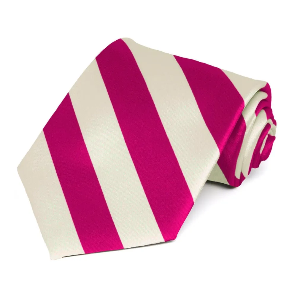 Fuchsia and Cream Striped Tie sold by TieMart