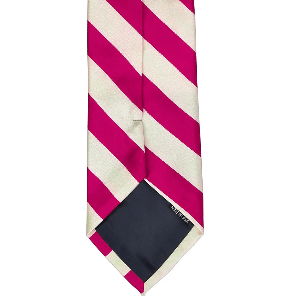 Fuchsia and Cream Striped Tie sold by TieMart product image thumbnail 5