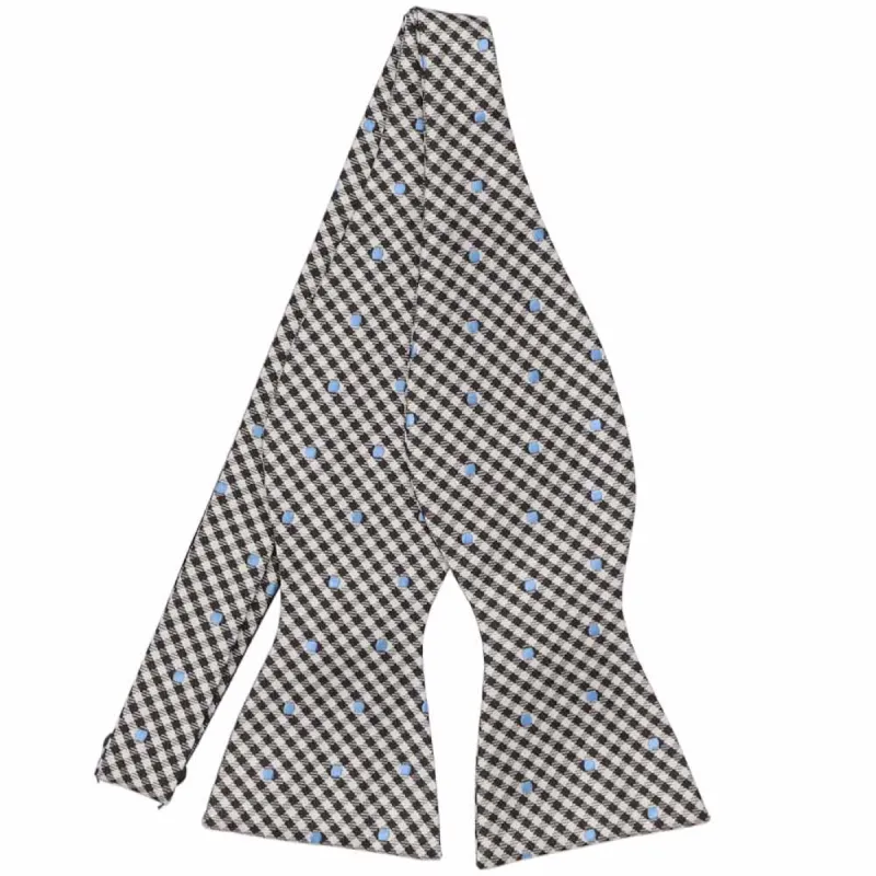 Black and Powder Blue Arvon Gingham Self-Tie Bow Tie sold by TieMart