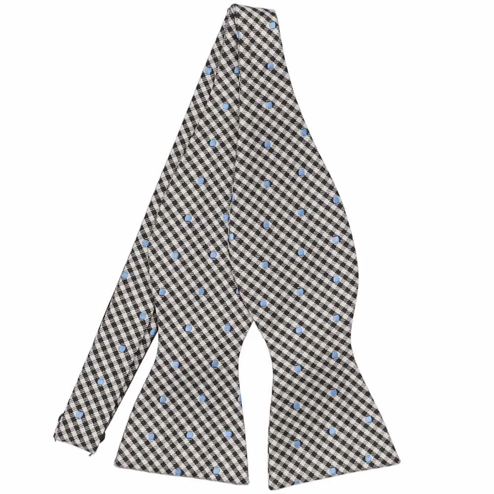 Black and Powder Blue Arvon Gingham Self-Tie Bow Tie sold by TieMart
