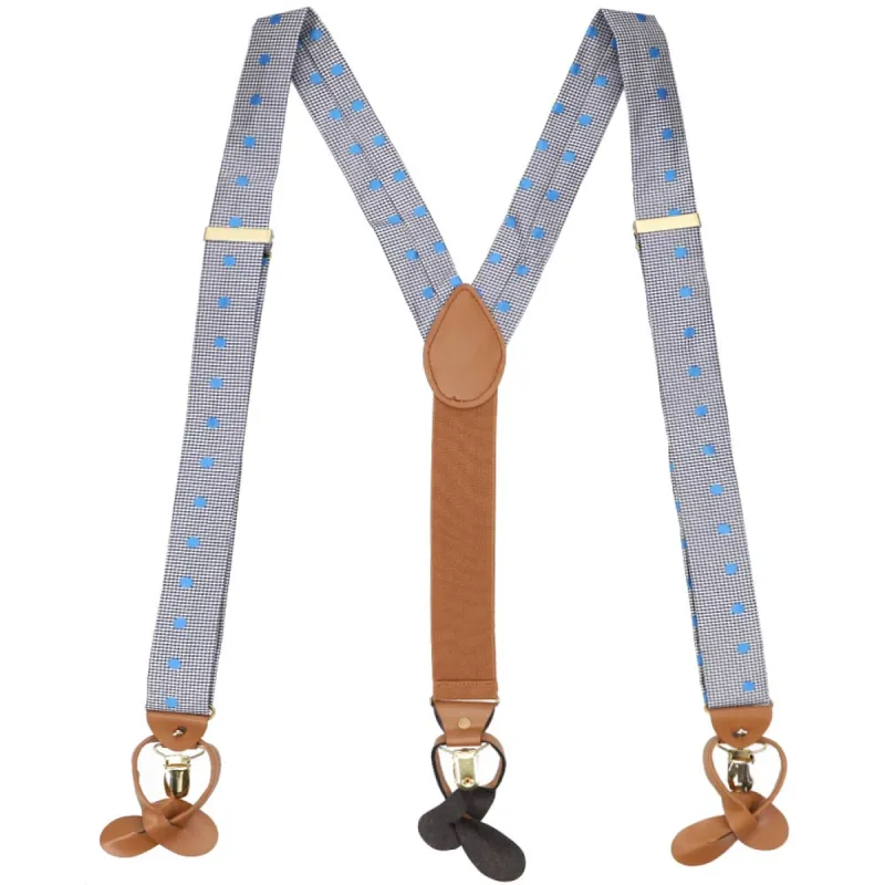 Blue Bridwell Dotted Houndstooth Suspenders sold by TieMart