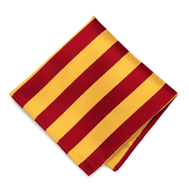 Red and Golden Yellow Striped Pocket Square sold by TieMart