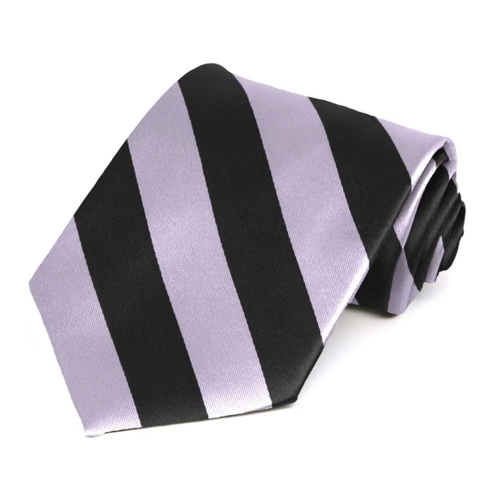 Lilac and Black Striped Tie sold by TieMart