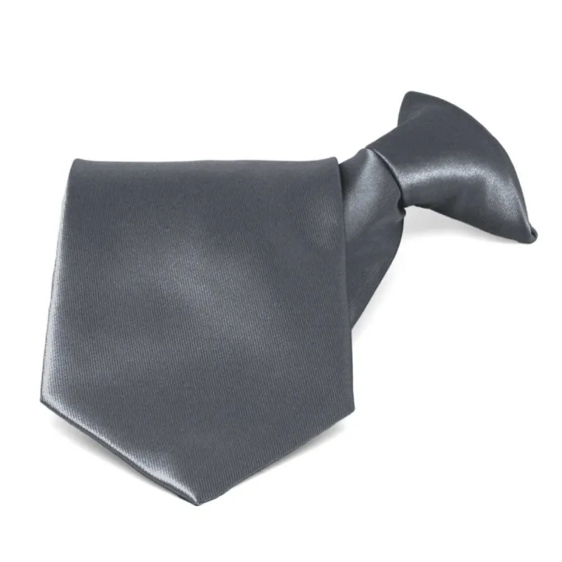 Dark Gray Solid Color Clip-On Tie sold by TieMart