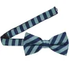 Marine Blue Formal Striped Bow Tie sold by TieMart