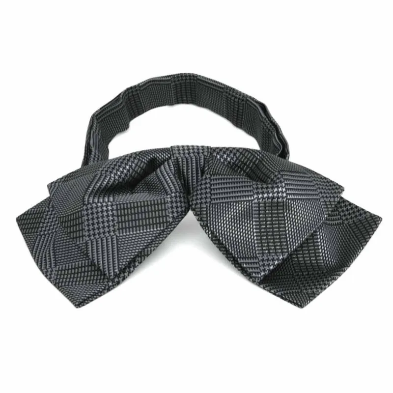 Black Michael Glen Plaid Floppy Bow Tie sold by TieMart