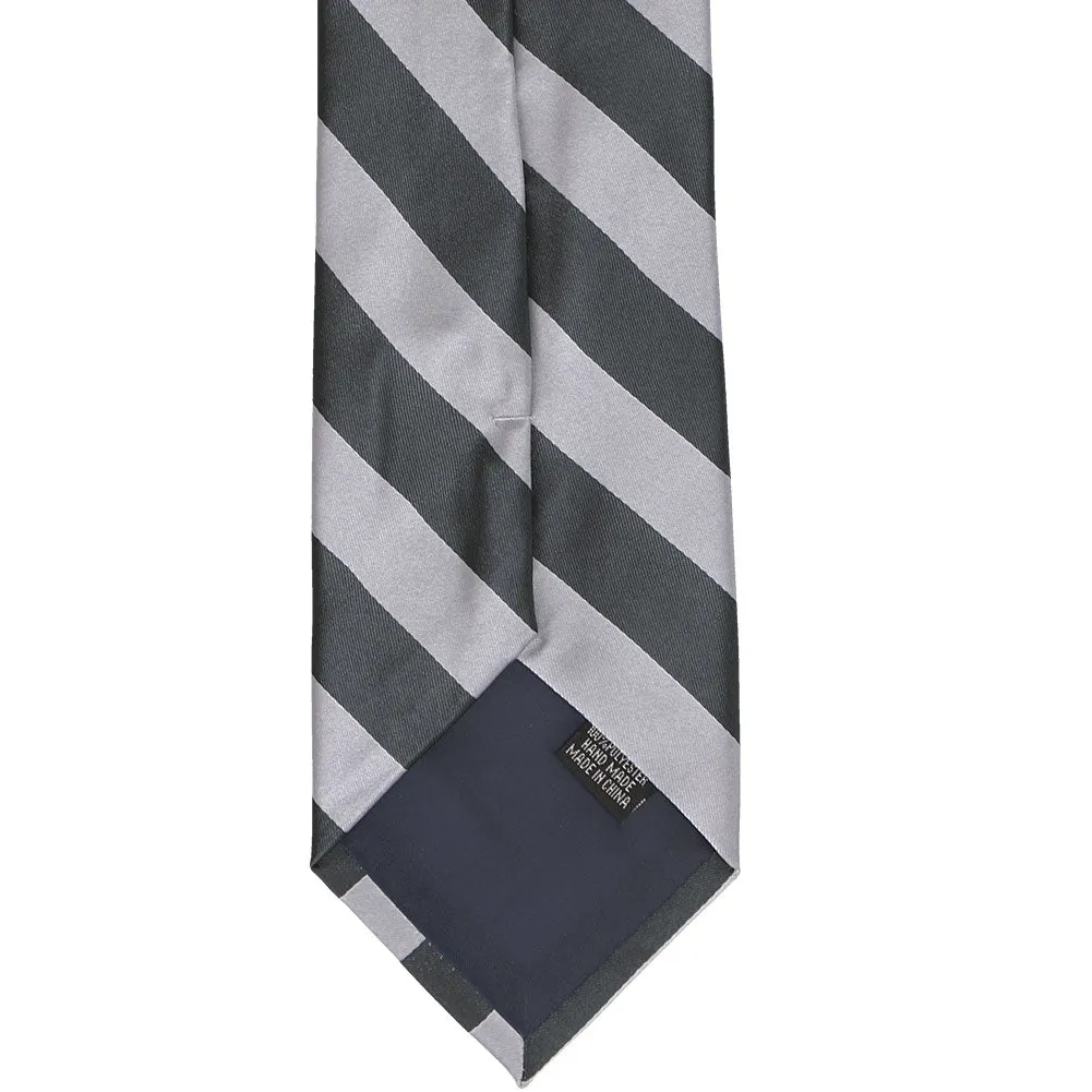 Silver and Dark Gray Striped Tie sold by TieMart product image thumbnail 5