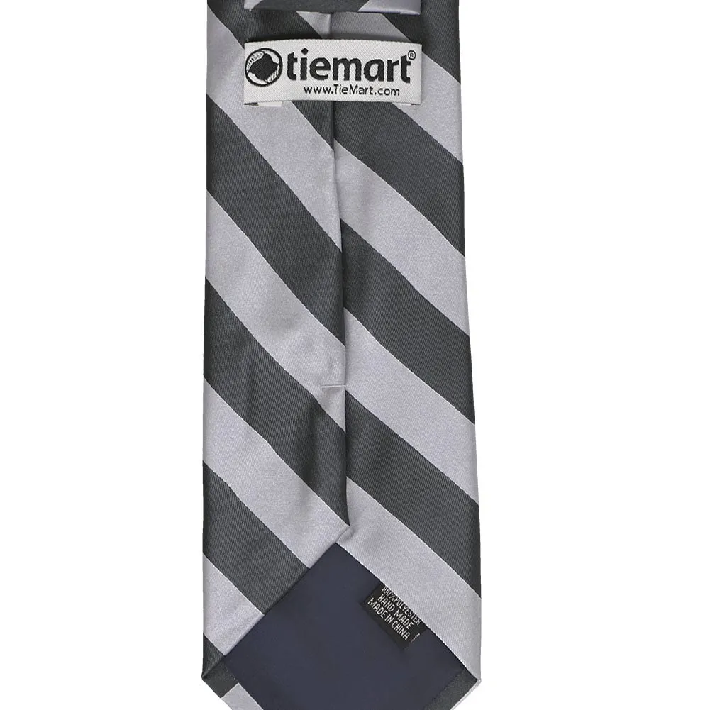 Silver and Dark Gray Striped Tie sold by TieMart product image thumbnail 4
