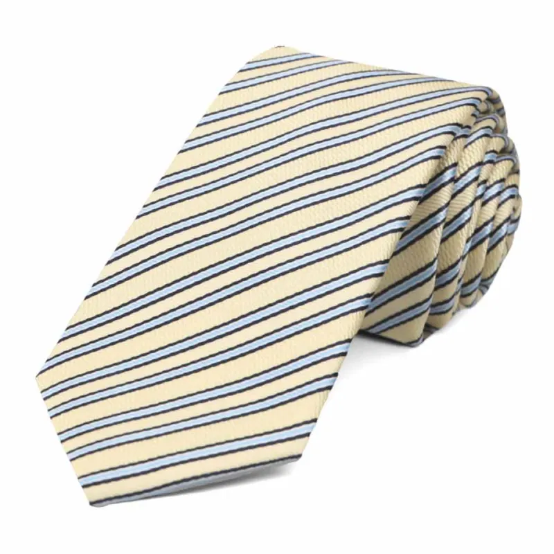 Light Yellow Alice Striped Slim Necktie sold by TieMart