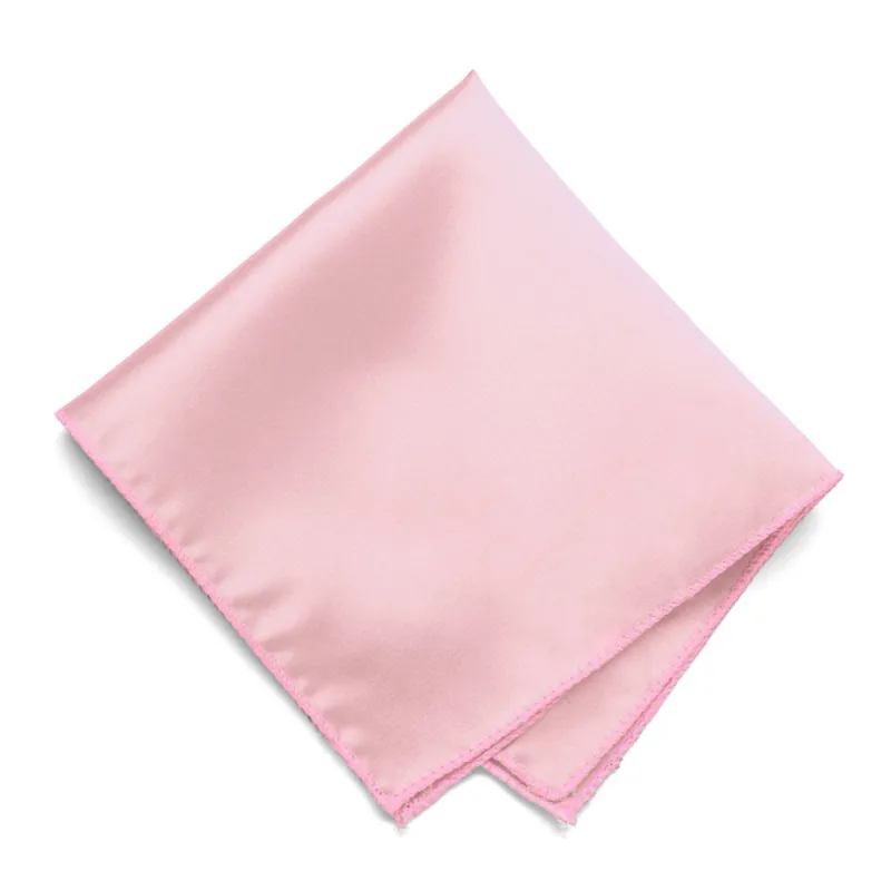 Carnation Pink Solid Color Pocket Square sold by TieMart