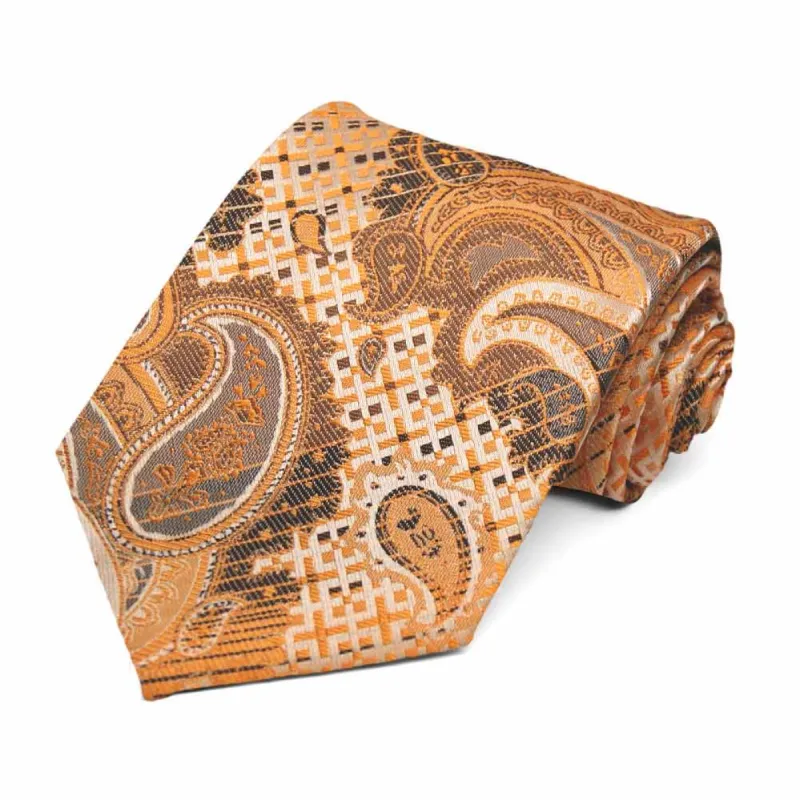 Orange Bracken Paisley Necktie sold by TieMart