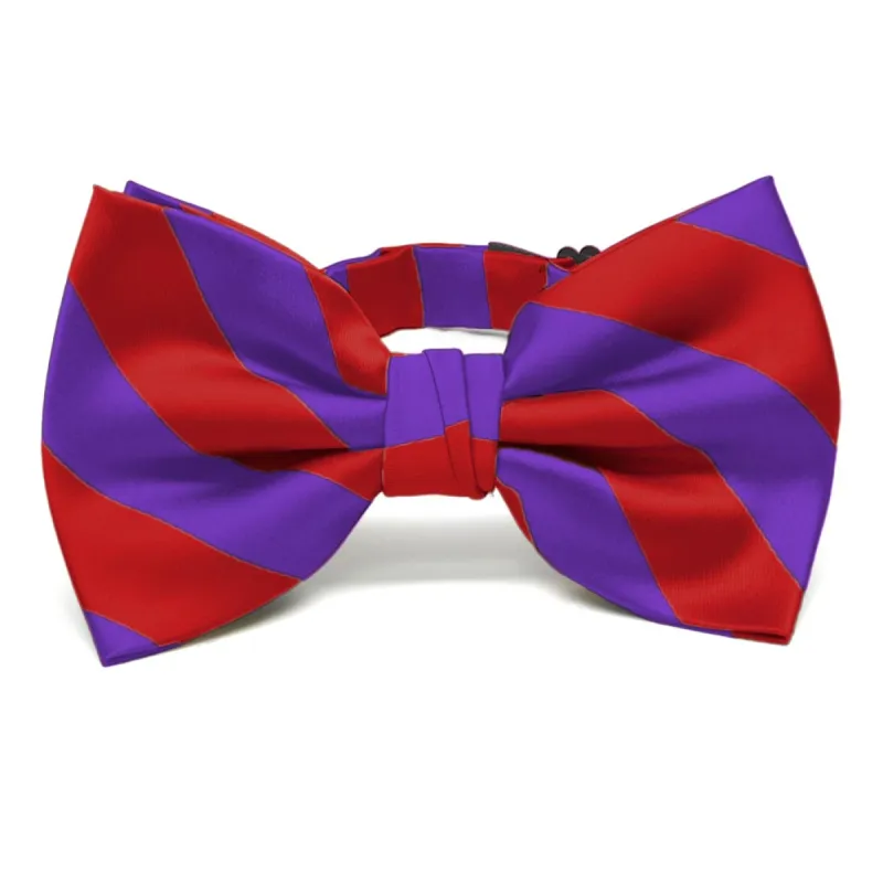 Red and Purple Striped Bow Tie sold by TieMart