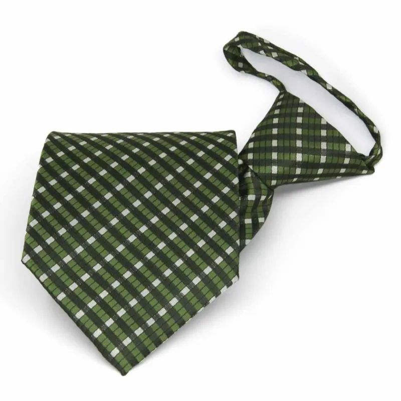 Dark Green George Plaid Zipper Tie sold by TieMart