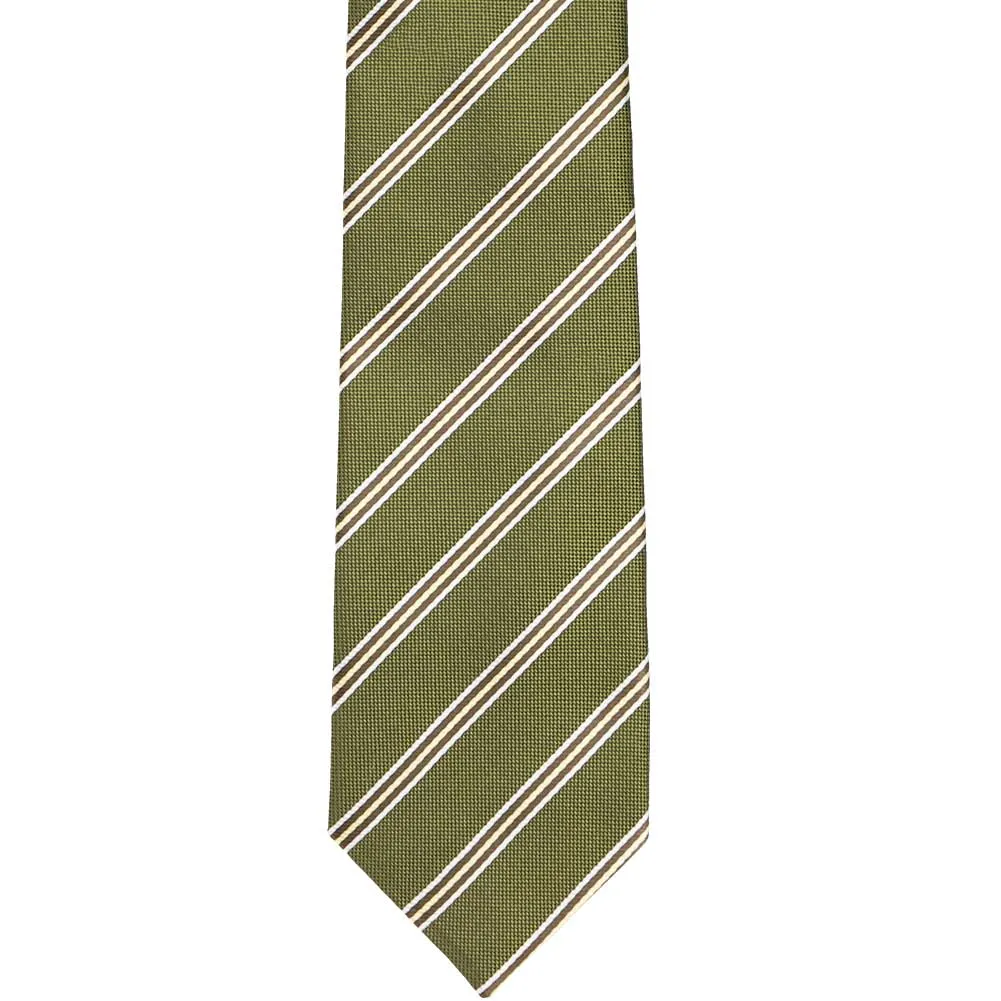 Moss Green Melvin Striped Slim Necktie, 2.5" Width sold by TieMart product image thumbnail 2