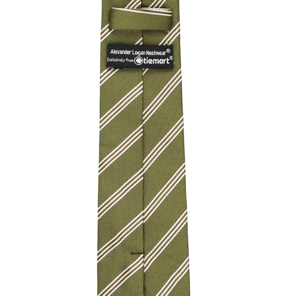 Moss Green Melvin Striped Slim Necktie, 2.5" Width sold by TieMart product image thumbnail 3