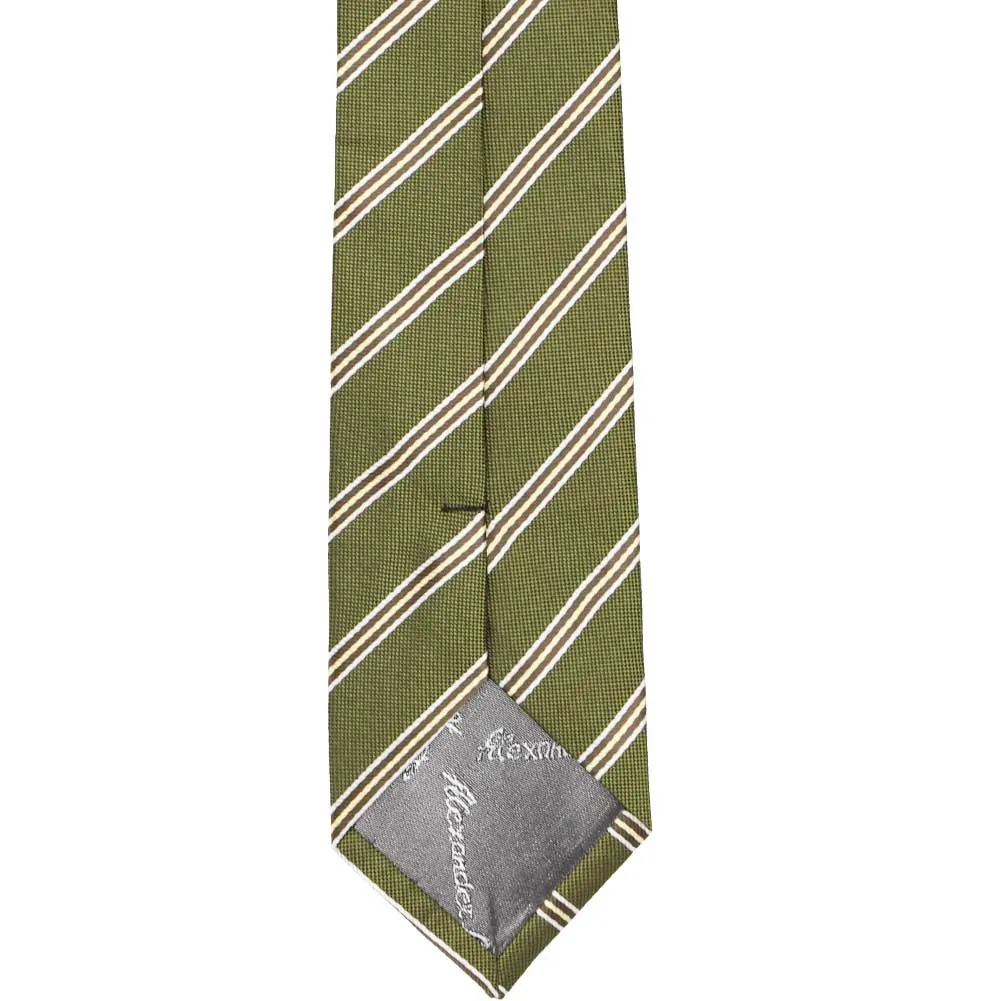 Moss Green Melvin Striped Slim Necktie, 2.5" Width sold by TieMart product image thumbnail 4
