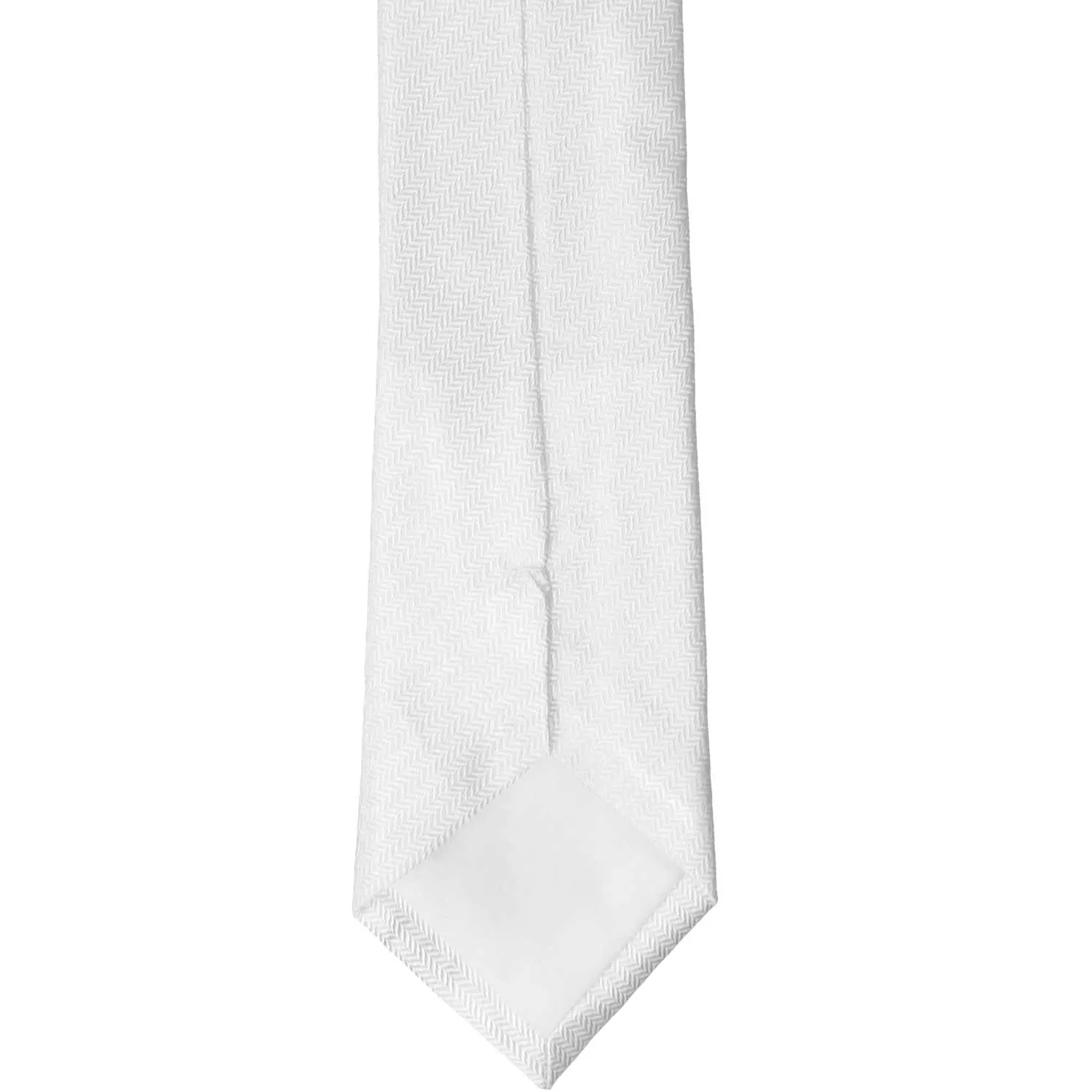 White Herringbone Silk Slim Necktie, 2.5" Width sold by TieMart product image thumbnail 4