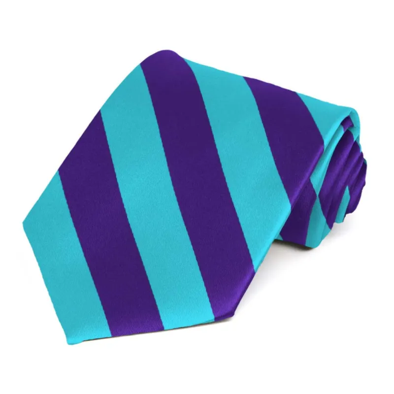 Dark Purple and Turquoise Striped Tie sold by TieMart
